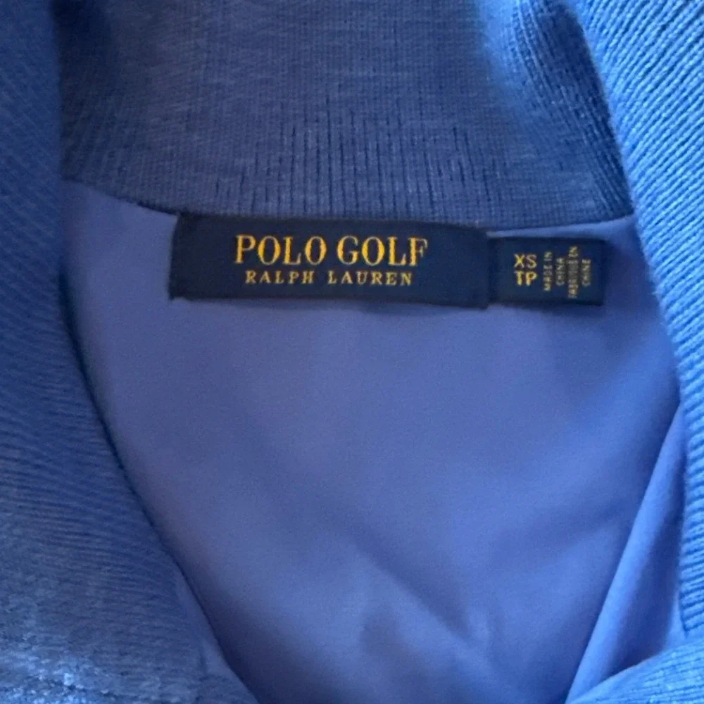 Polo Golf Ralph Lauren Womens Preppy Quarter Zip Sweater XS Blue Merino Wool Rib
